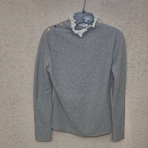 Medium, turtleneck, crochet and gold acents